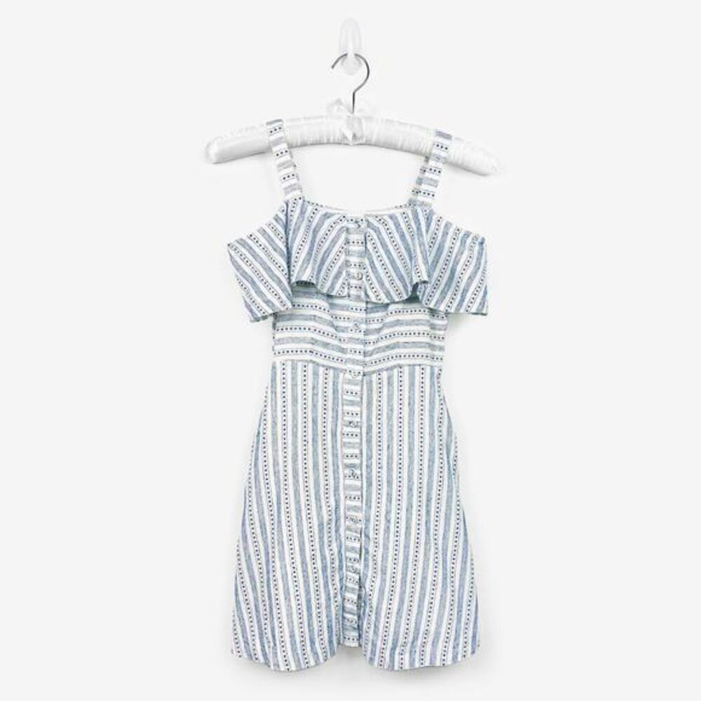J.O.A. Cold Shoulder Mini Dress Size XS Cotton Coastal Nautical Soft Girl Summer